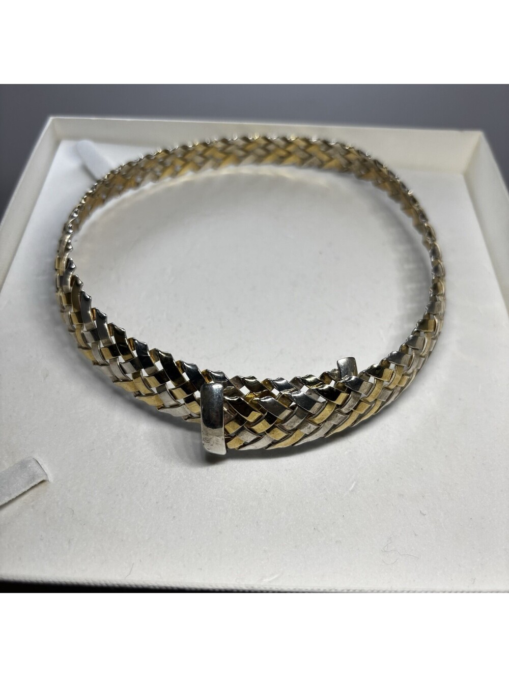 Gabriel Ofiesh 18K Gold Sterling Silver Woven Collar Necklace 53g Modernist